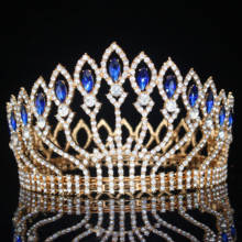 Navy Crystal Queen Bridal Tiara Crowns Bride Headpiece Women Pageant Diadem Hair Ornaments Wedding Head  Jewelry accessories 2024 - buy cheap