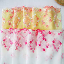 2Yards 18cm Wide Japan Yellow/White Flower Embroidered Lace Trims Handmade DIY Sewing Craft Chiffon Lace Trim Decoration YLHB021 2024 - buy cheap