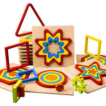 Детские 3D деревянные пазлы, геометрическая форма, красочные пазлы, развивающие Монтессори, развивающие игрушки для детей, малышей 2024 - купить недорого