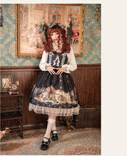 Gothic palace sweet lolita dress vintage lace bowknot printing high waist victorian dress kawaii girl gothic lolita jsk loli cos 2024 - buy cheap