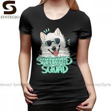 Samoyed Dogs-Camiseta con estampado de SQUAD para mujer, Camiseta de algodón para mujer, playera Kawaii azul marino de verano, camiseta grande con cuello redondo para mujer 100 2024 - compra barato
