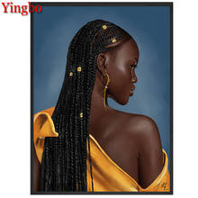 Kit de pintura de diamante feminino africano, mosaico 5d diy, arte de diamante, bordado completo, ponto cruz, presente artesanal, arte de decoração de parede 2024 - compre barato