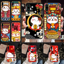 Japan Cute Lucky Cat Phone case For Huawei P Mate P10 P20 P30 P40 10 20 Smart Z Pro Lite 2019 black soft cover 3D prime luxury 2024 - buy cheap