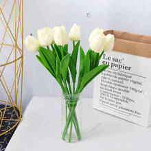 30 шт Искусственные цветы тюльпаны Искусственные цветы искусственный букет из ПУ реального касания, цветы для Свадебная вечеринка украшения дома цветы 2024 - купить недорого