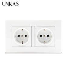 UNKAS High Quality Wall Power Dual Socket Plug Grounded, 16A EU Standard Electrical Double Outlet 146 mm * 86 mm 2024 - buy cheap
