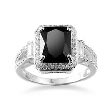 8*10cm Square Black Onyx Rhinestone Engagement Ring Charming Crystal Cubic Zirconia Wedding Rings for Women Fashion Jewelry Gift 2024 - buy cheap
