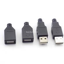 20Pcs USB 4 Pin Plug Socket Connector with Black Plastic Cover USB Socket Type A Female and A Male (10pcs Male + 10pcs Female) 2024 - купить недорого