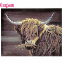 Full square 5d diamond painting Highland cattle cow cross stitch landscape rhinestone diy diamond embroidery mosaic painting art 2024 - buy cheap