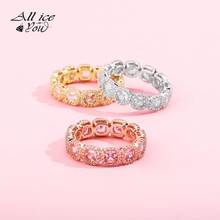 ALLICEONYOU-anillo redondo de circonia cúbica para mujer, sortija de boda de lujo, joyería de Hip Hop para regalo 2024 - compra barato