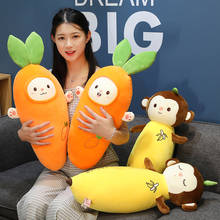 Cartoon Fruit Vegetables Stuffed Plush Toys Creative Banana Carrot Cosplay Monkey Rabbit Plush Soft Pillow For Kid Birthday Gift 2024 - buy cheap