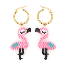 Go2Boho Flamingo Earring Drop Dangle Earrings For Women Trendy Miyuki Beads Statement Jewelry Pink Bird Animal Pendiente 2024 - buy cheap