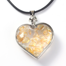 100-Unique Silver Plated Cute Heart Wishing Bottle Natural Yellow Citrines Crystal Pendant Elegant Women Jewelry 2024 - buy cheap