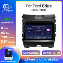 Prelingcar-sistema multimídia automotivo, reprodutor com android 10, rádio, navegação gps, tela octa-core, 2 din, para ford edge 2015, 2016, 2017 e 2018 2024 - compre barato