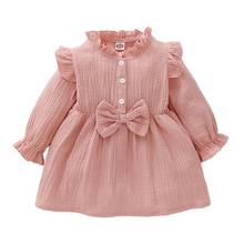 2021 Summer Cute Casual Solid Color Dress Baby Girls Long Sleeve Kids Princess Dresses 2024 - buy cheap