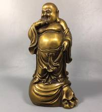 Bolsa de dinheiro em bronze puro chinês 23.5cm, estátua do buda maitreya feliz 2024 - compre barato