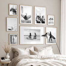 Pôster de parede para decoração, cor preta e branca, palmeira, pôster artístico, impressão, tela, pintura de parede para sala de estar 2024 - compre barato