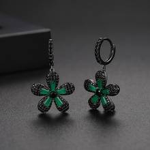 fashion vingtage cubic zirconia  black and green vintage flower earring for women 2024 - buy cheap