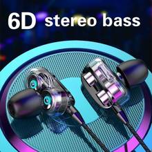 6D Stereo Wired Earphone High Bass Stereo In-Ear Earphones Earbuds Sport Earphones Portable Video Headphones  For Samsung Xiaomi 2024 - buy cheap