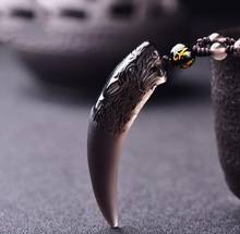 Natural ice Obsidian wolf tooth pendant men's trendsetter domineering exorcism amulet gold Obsidian couple necklace women 2024 - buy cheap