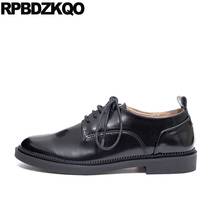 Oxfords femininos de couro envernizado, sapatos estilo japonês para escola, com cadarço, ponta redonda, vintage preto, para mulheres, 2021 2024 - compre barato