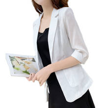 OHRYIYIE 4XL 5XL Elegant Fashion White Blazer Women 2022 Summer Slim Linen Blazers Female Black Suit Jackets Blazer Femme S-5XL 2024 - buy cheap