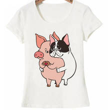 Женская футболка, летняя женская футболка с коротким рукавом с милым принтом свинки, белые Топы Harajuku, футболки, женская одежда 2024 - купить недорого