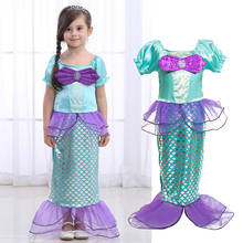 Little Girls Mermaid Princess Dress and Wig Kids Halloween Ariel Fancy Cosplay Clothing Children Birthday Party Costume Outfit 2024 - buy cheap