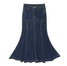 Plus size 9XL!Spring autumn high waist denim mermaid skirt women package hip ankle length trumpet skirt 2024 - buy cheap