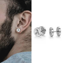Silver Color Barbell Ear Studs Earrings for Men Women Stainless Steel Initial Letters A-Z Small Earrings Name Jewelry DKE206 2024 - buy cheap