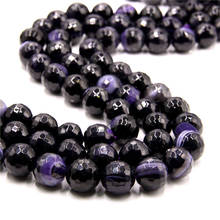 Purple Faceted Agates Beads Round 6 8 10mm Wholesale aceted Natural Agat Round loose stone jewelry Beads Agat Beads DIY 2024 - buy cheap