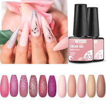 Mtssii-esmalte de uñas en Gel UV, barniz semipermanente, lentejuelas brillantes, color oro rosa y Nude, 6ml 2024 - compra barato
