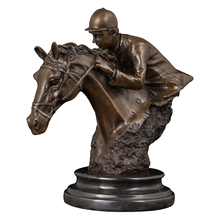 Estátua de busto para homem e cavalo, escultura em bronze ridding, moderno, esporte, arte, escritório, decoração de casa, presentes 2024 - compre barato