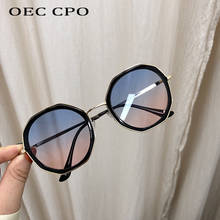 OEC CPO Fashion Punk Round Sunglasses Women New Trend Metal Frame Blue Pink colorful Sun Glasses Female personality Eyeglasses 2024 - buy cheap