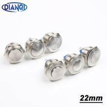 Botão de pressão de metal com domos/plano/cabeça alta de 22mm, botão de pressão à prova d'água de aço inoxidável, botão de pressão 1no doméstico momentâneo 1