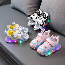 New Kids Sneakers Children Baby Girls Boys Stripes Luminous Socks Sport LED Sneakers Shoes Sapato Infantil Light Up Shoes E02058 2024 - buy cheap