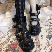 Zapatos góticos con plataforma para mujer, botas con hebilla gótica cruzada, estilo Lolita, Punk, Dark Street, color negro 2024 - compra barato