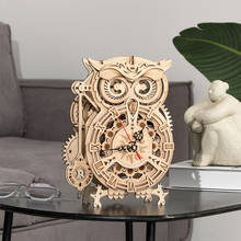 Robotime ROKR 3D Wooden Puzzle Owl Clock Model Building Kit Toys for Children Kids Boys LK503 2024 - buy cheap