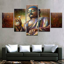 HD Abstract Canvas Art Print Painting For Living Room Wall Decor 5 Pieces Buddha head Decoration Picture Modular 2024 - buy cheap