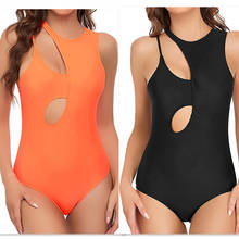 2021 verão mulheres maiô de uma peça sólida banho estilo estilingue sem mangas swim wear feminino fatos de banho monokini senhora 2024 - compre barato