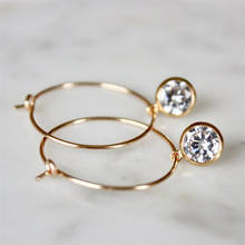 14K Gold Filled Hoops Earrings 6MM Zircon Pendant Jewelry Minimalism Brincos Vintage Pendientes Oorbellen Boho Gold Earrings 2024 - buy cheap