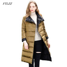 FTLZZ Women Winter New Light Thin Down Jacket Office Lady 90% Double Sided White Duck Overknee Warm Female Outerwear 2024 - buy cheap