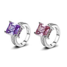 Legenstar фиолетовые/розовые кольца с большими кристаллами для женское серебряное кольцо Модный свадебный обручальный на палец кольцо ювелирные изделия 2024 - купить недорого