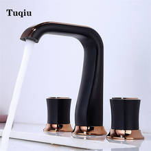 Luxury Widespread Basin Faucet rose gold three hole 8 inch bathroom sink faucet sink tap basin mixer water tap gold black white 2024 - buy cheap