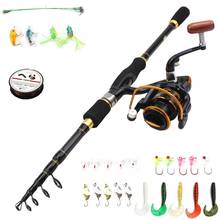 NEW 1.8M-2.7M telescopic carbon fishing lure Spinning Rod and reel Set Lures combination line Fishing Tackle Trout Rod 2024 - buy cheap