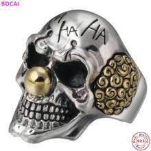 BOCAI-Anillos abiertos de plata de ley S925 para hombre, joyería Punk de plata tailandesa Pop, letras simples, adornos de mano de calavera 2024 - compra barato