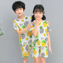 Pijama infantil de manga curta, estampa de desenho animado, para meninos e meninas, verão 2020 2024 - compre barato