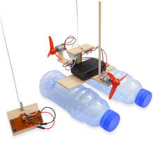 Barco teledirigido de madera para niños, juguete educativo a Control remoto con pilas, Kits de modelos de experimentos científicos, nuevo 2024 - compra barato