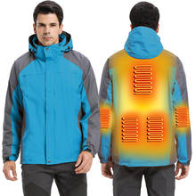 Зимние уличные теплые куртки с подогревом, водонепроницаемая Спортивная одежда для пешего туризма, катания на лыжах, умная ветровка с подогревом и капюшоном и флисовой подкладкой для мужчин 2024 - купить недорого