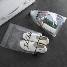 5 pçs grosso transparente drawstring saco de viagem portátil sapatos saco de armazenamento pvc toiletry cosméticos organizador cordão pacote grande