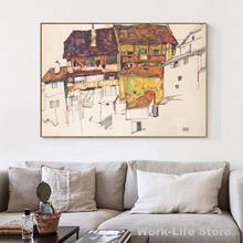 Egon-carteles de paisaje de pueblo de arquitectura europea Vintage, impresiones en lienzo, pinturas al óleo, arte de pared, decoración para sala de estar 2024 - compra barato